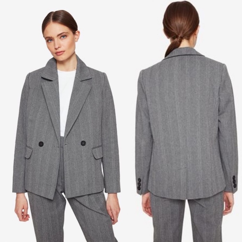 NWT ANINE BING Gray Herringbone Becky Blazer Small S
